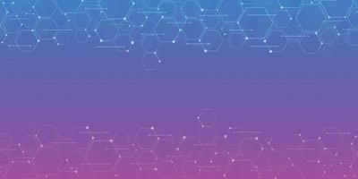 Abstract gradient blue and purple hexagon background, Technology polygonal concept, copy space vector