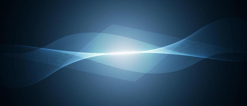 Abstract blue technology wave design, digital network background, vector communication concept