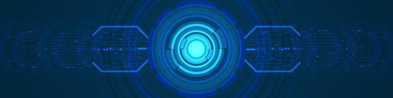 Abstract overlap circle digital background, smart lens technology, circuit board, arrow speed up vector