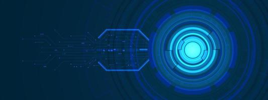 Abstract overlap circle digital background, smart lens technology, circuit board, arrow speed up vector