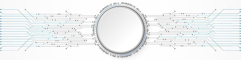 Abstract Technology Background, white circle banner on circuit board pattern