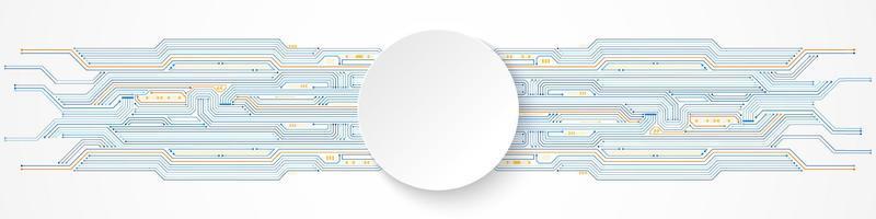 Abstract Technology Background, white circle banner on circuit board pattern vector