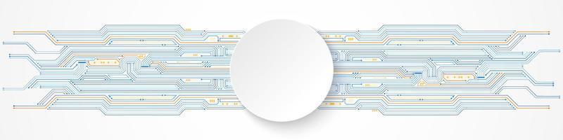 Abstract Technology Background, white circle banner on circuit board pattern vector