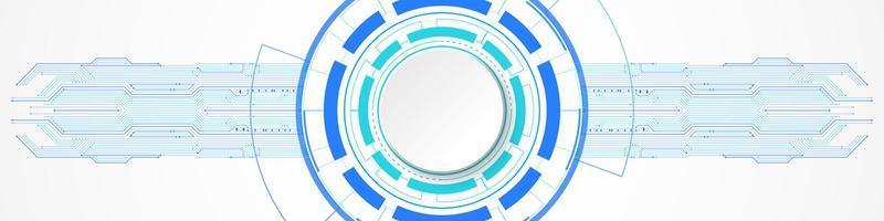 Abstract Technology Background, white circle banner on circuit board pattern vector