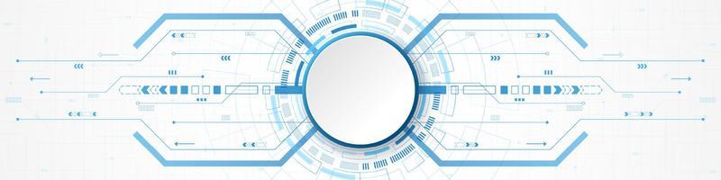 Abstract Technology Background, white circle banner on circuit board pattern