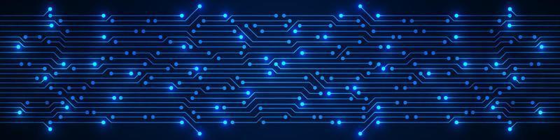 Fondo de tecnología abstracta, placa de circuito azul y microchip, línea de alimentación digital vector