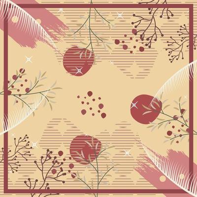 Silk scarf abstract pattern design with floral style. Design useful for hijab, kerchief, bandana, fabric, fashion, shawl, wallpaper, bed cover, etc.