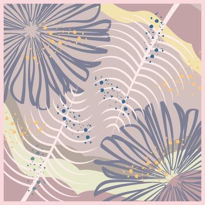 Silk scarf abstract pattern design with floral style. Design useful for hijab, kerchief, bandana, fabric, fashion, shawl, wallpaper, bed cover, etc.