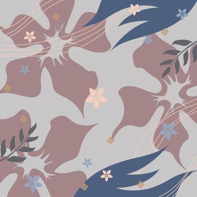 Silk scarf abstract pattern design with floral style. Design useful for hijab, kerchief, bandana, fabric, fashion, shawl, wallpaper, bed cover, etc.