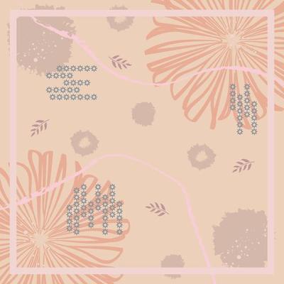 Silk scarf abstract pattern design with floral style. Design useful for hijab, kerchief, bandana, fabric, fashion, shawl, wallpaper, bed cover, etc.