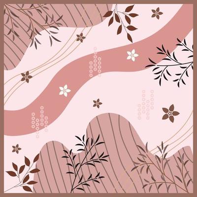 Silk scarf abstract pattern design with floral style. Design useful for hijab, kerchief, bandana, fabric, fashion, shawl, wallpaper, bed cover, etc.