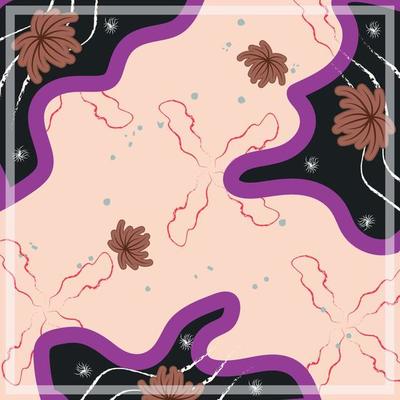 Silk scarf abstract pattern design with floral style. Design useful for hijab, kerchief, bandana, fabric, fashion, shawl, wallpaper, bed cover, etc.