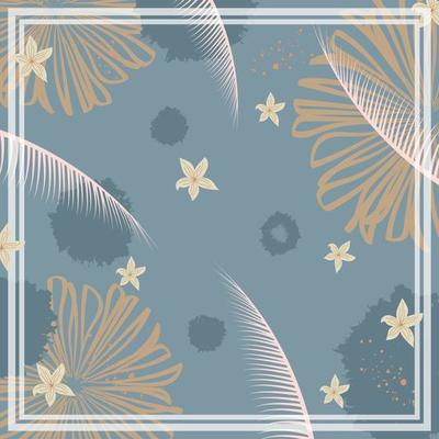 Silk scarf abstract pattern design with floral style. Design useful for hijab, kerchief, bandana, fabric, fashion, shawl, wallpaper, bed cover, etc.