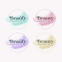 Beauty premium feminine logo for cosmetic, spa, fashion, jewelry, makeup, body skin care. minimal simple hand drawn vector illustration