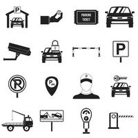estacionamiento, conjunto de iconos de estilo simple vector