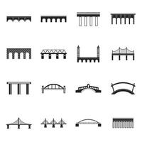 Bridge set icons, simple style vector