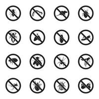 No insect sign icons set, simple style vector