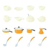 Pastry set icons, cartoon style vector