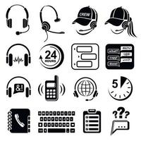 Call center icons set, simple style vector