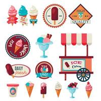 plantilla de conjunto de etiquetas de helado vintage vector