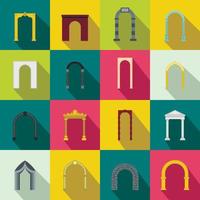 Arch set icons, flat style vector