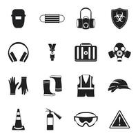 Safety icons set, simple style vector