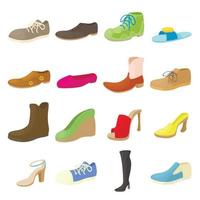 Shoes icons set, cartoon style vector