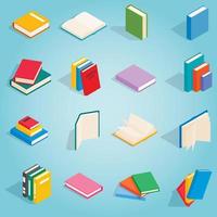 Book icons set, isometric 3d style vector