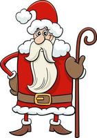 cartoon Santa Claus character with cane on Christmas time vector