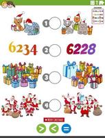 greater less or equal cartoon task with Christmas characters vector