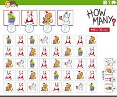 how many cartoon Christmas characters counting game vector