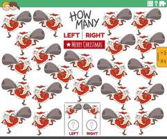 counting game of left and right pictures of cartoon Santa vector