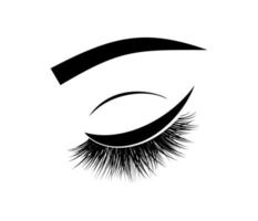 maquillaje de pestañas y cejas. vector logo de líneas finas sobre un fondo blanco. elemento de rostro femenino