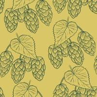 Hops hand engraved seamless pattern vector