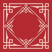 Chinese frame. Decorative floral pattern frame art. Vintage oriental ornament frame on red background. Vector