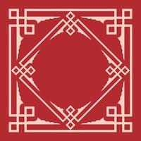 Chinese frame. Decorative floral pattern frame art. Vintage oriental ornament frame on red background. Vector