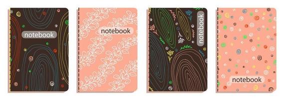 plantillas de portada para cuadernos, cuadernos, planificadores, diarios. patrón dibujado a mano, Ilustración de vector de diseño moderno.