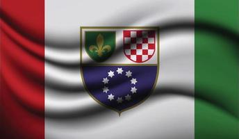 federación de bosnia y herzegovina de diseño realista de bandera ondeando vector