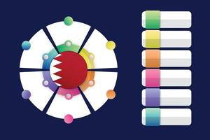 Bandera de Bahrein con diseño infográfico incorporado con forma redonda dividida vector