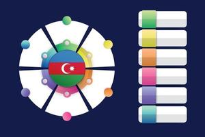 Bandera de Azerbaiyán con diseño infográfico incorporado con forma redonda dividida vector