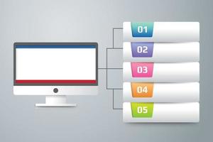 Crimea Flag with Infographic Design Incorporate with Computer Monitor vector