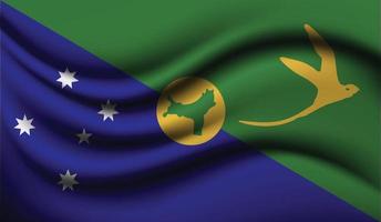 Christmas Islands Realistic waving Flag Design vector