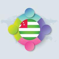 Abkhazia Flag with Infographic Design isolated on World map vector