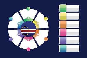 bandera de cabo verde con diseño infográfico incorporado con forma redonda dividida vector