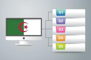 Algeria Flag with Infographic Design Incorporate with Computer Monitor vector