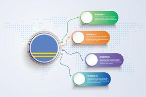 Aruba Flag with Infographic Design isolated on Dot World map vector