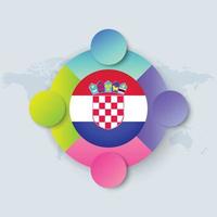 Bandera de Croacia con diseño infográfico aislado en el mapa del mundo vector