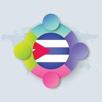 Cuba Flag with Infographic Design isolated on World map vector