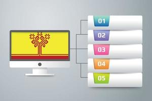 bandera de chuvashia con diseño infográfico incorporado con monitor de computadora vector