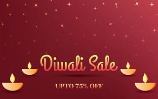 Happy diwali sale banner illustrations banner with simple diya - oil lamp, Happy Diwali Sales banner with simple red gradient background. vector